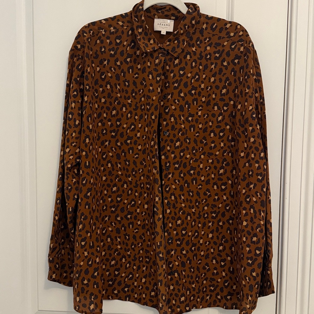 Sezane Max Shirt Leo Print - Size 10!